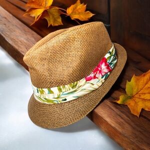 Vintage Deep Tan Dense Weave Tropical Fedora Hat